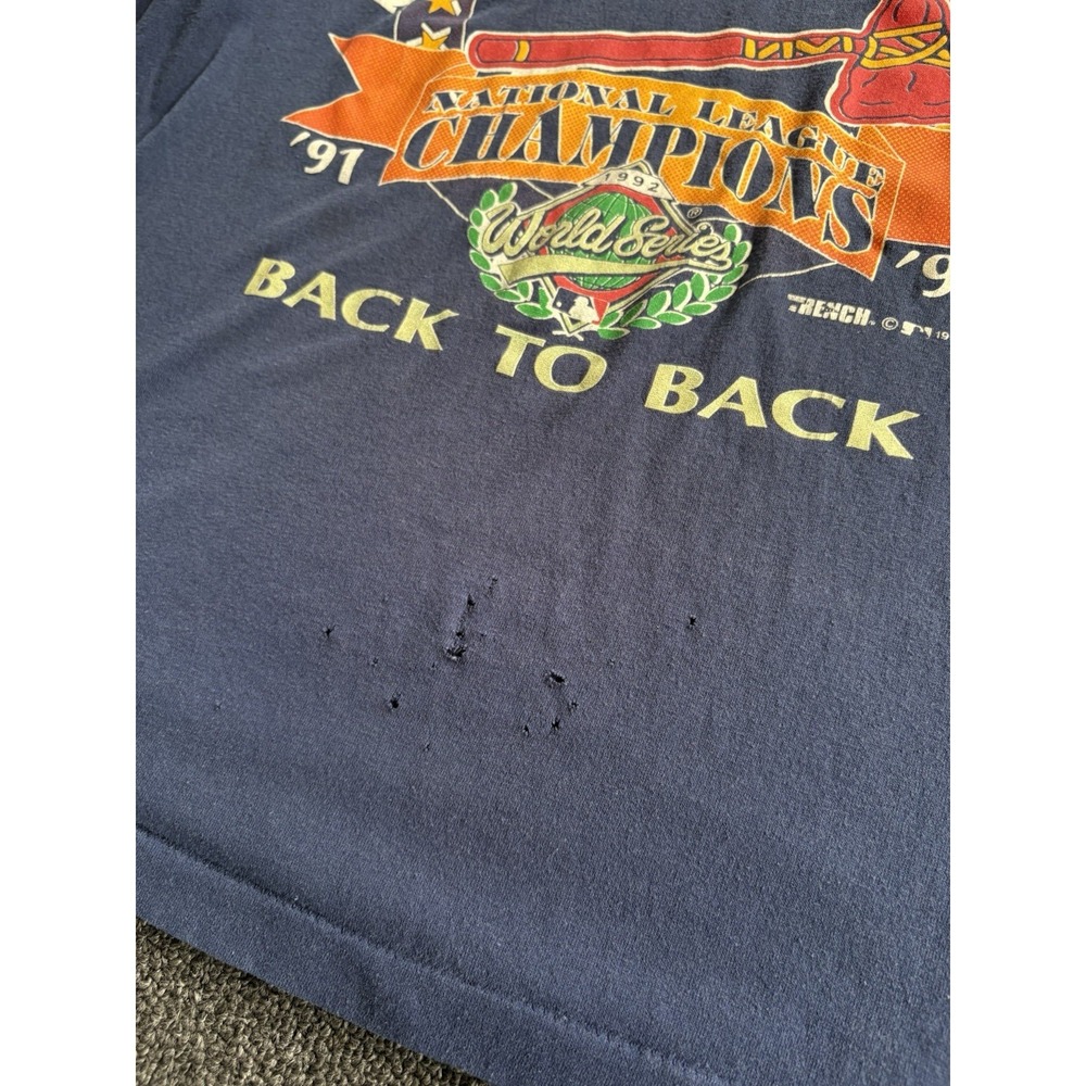 Vintage 1992 Atlanta Braves Tee XL Back to Back NL Champions Trench USA - Picture 3 of 7